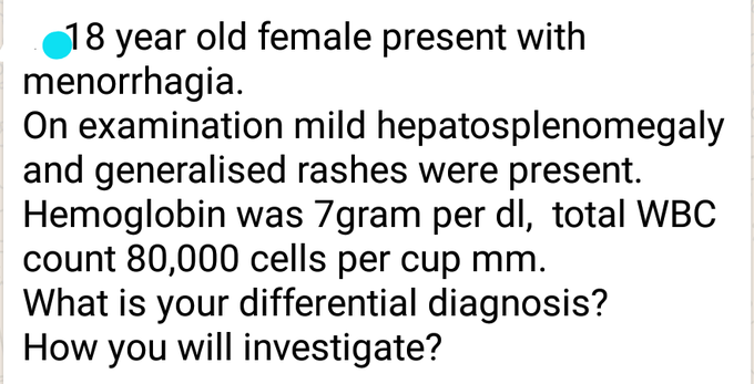 Comment probable diagnosis and investigations