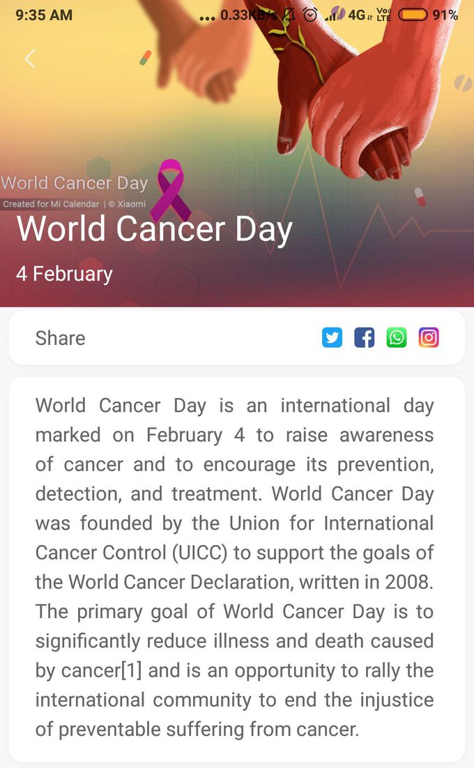 Today is World Cancer Day.....