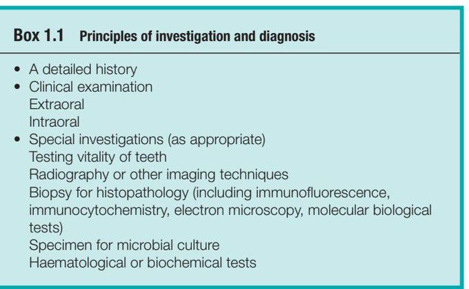 Principles of investigation and diagnosis