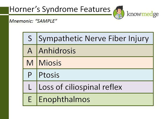 Horner's Syndrome Features - MNEMONIC