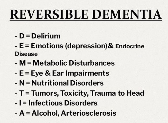 Dementia- Reversible symptoms