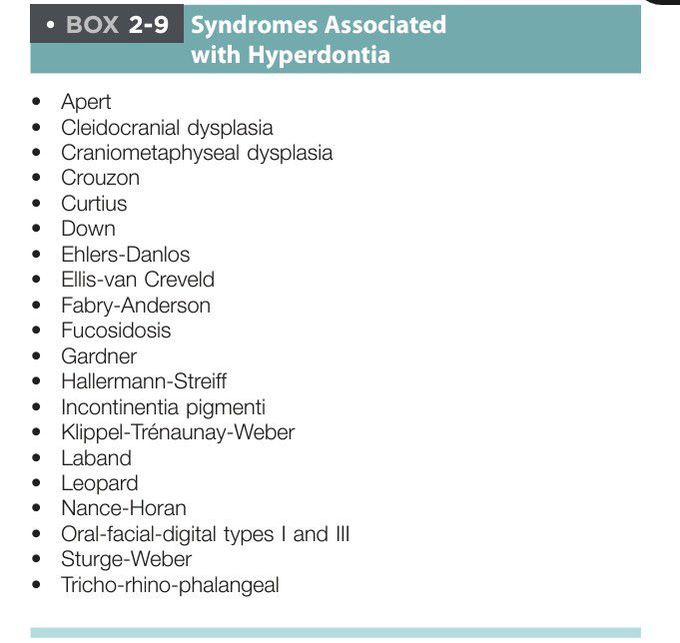 Syndromes with hypodontia