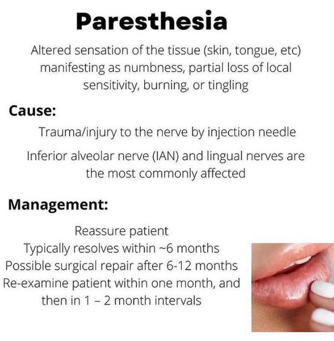 lingual paresthesia from nerve injection