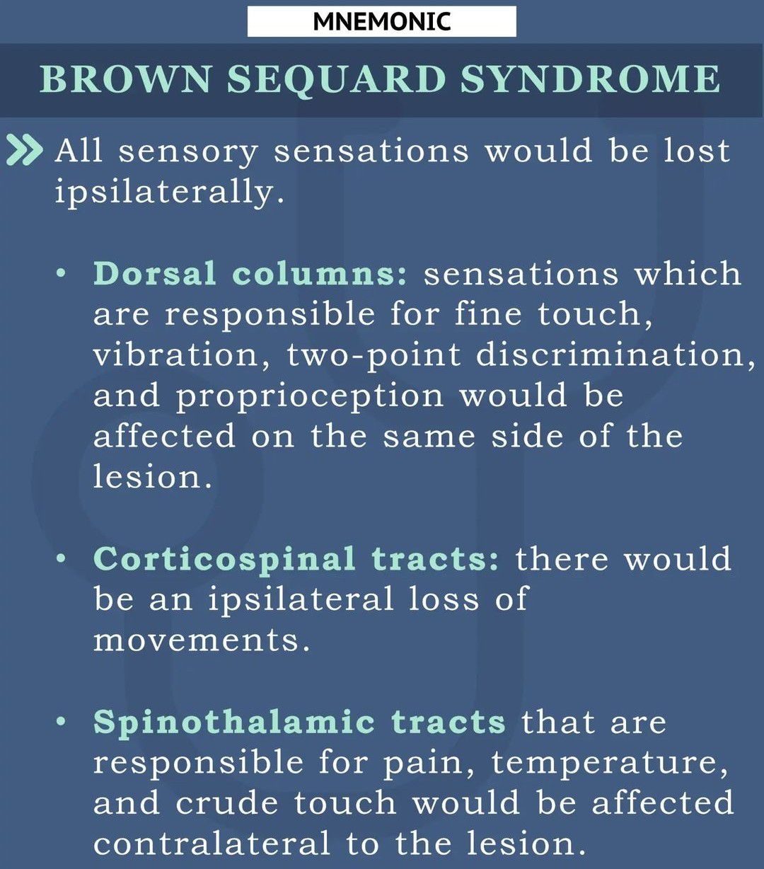 Brown Sequard Syndrome II - MEDizzy