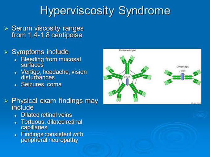 Symptoms of hyperviscosity syndrome