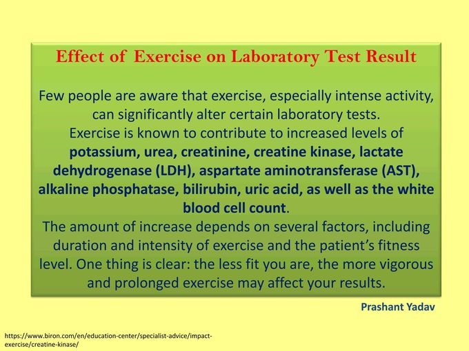 Effect of excercise on Laboratory Test