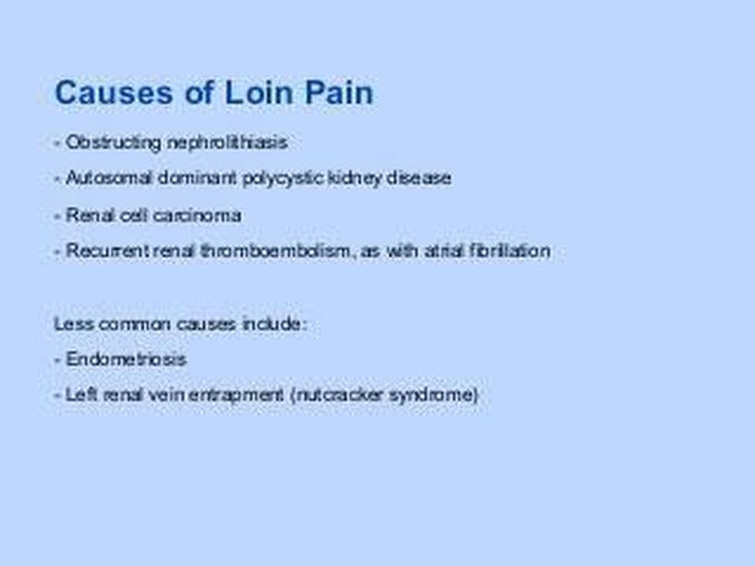 These are the causes of Loin pain syndrome