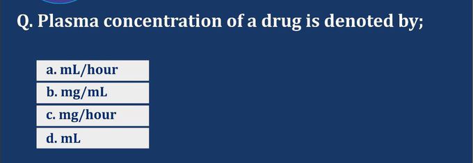 Plasma concentration of the drug