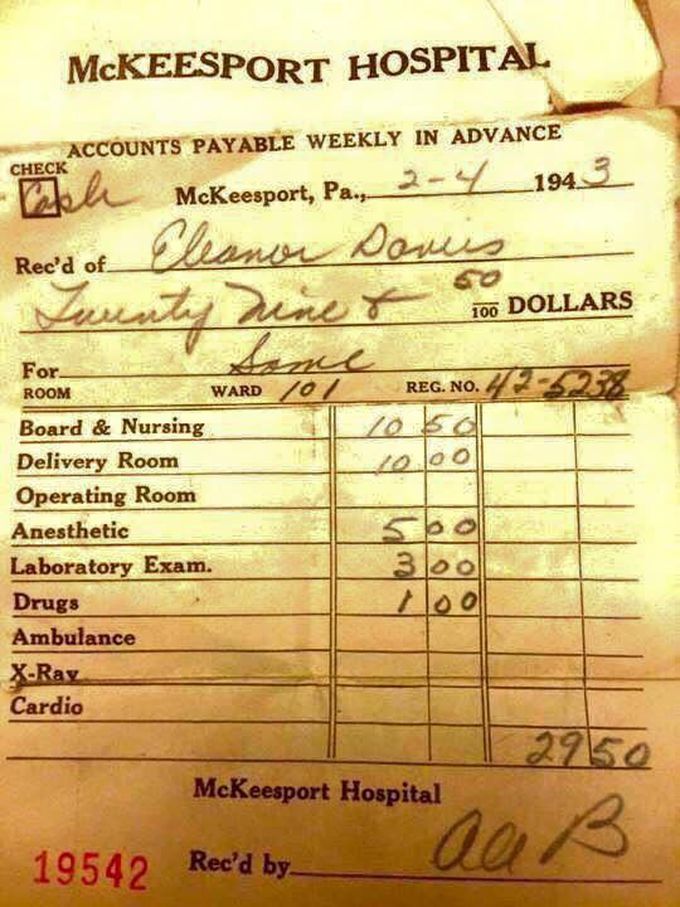 The cost of having a baby in 1943
