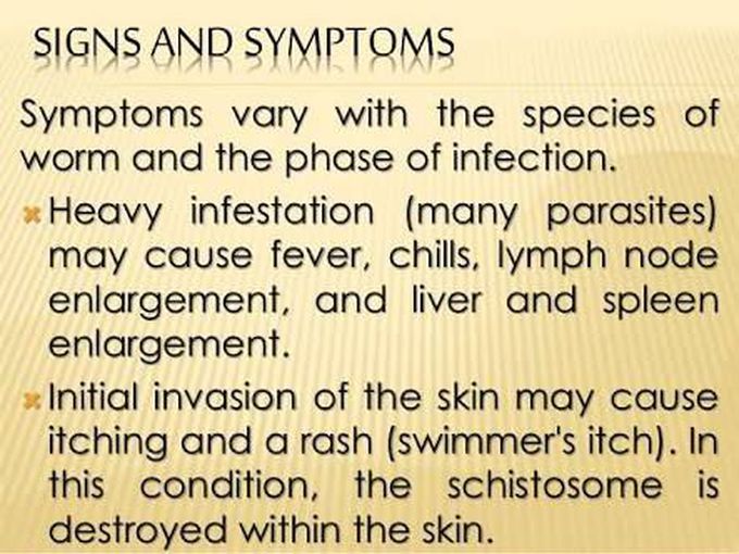 Sign and symptom of Bilharziasis