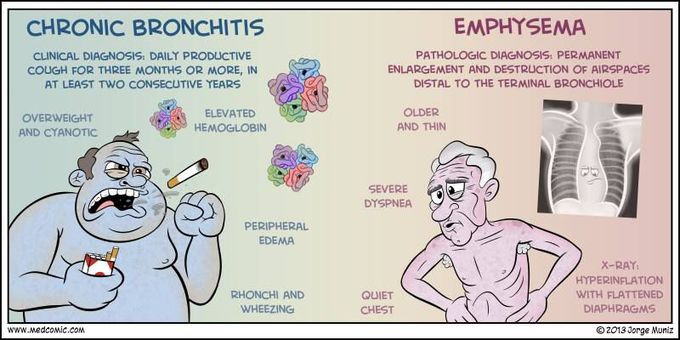 Easy way to differentiate emphysema and chronic bronchitis