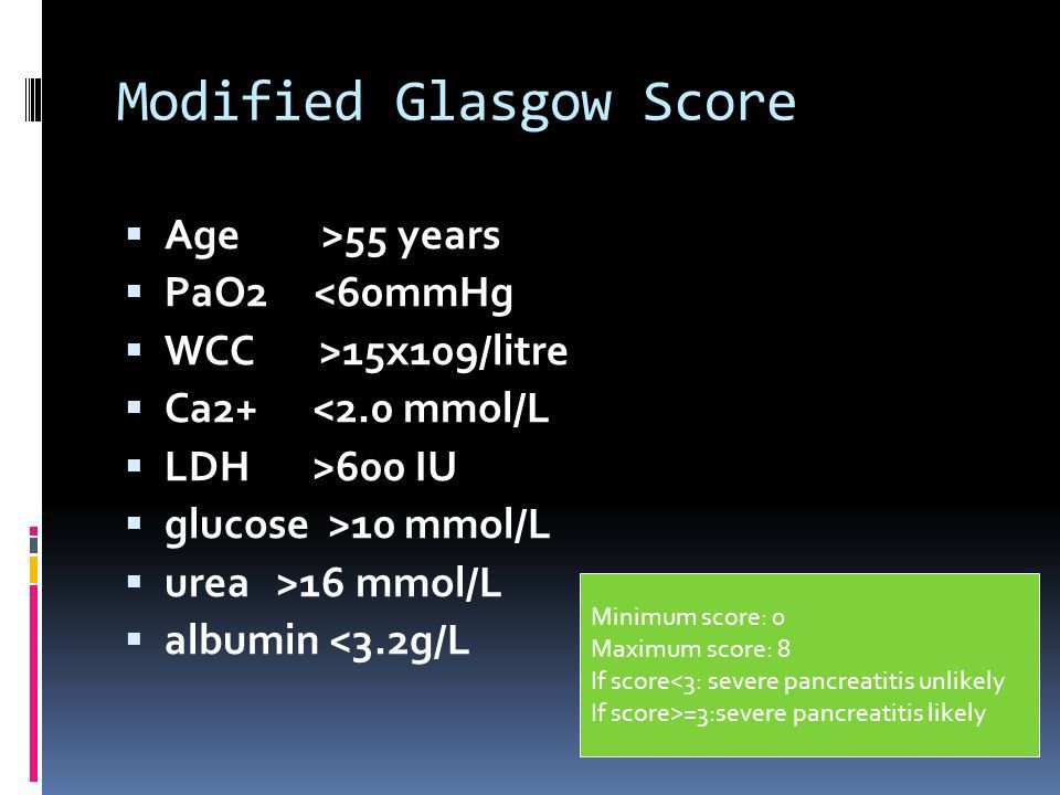 Glasgow Imrie Severity Score for Acute Pancreatitis - MEDizzy