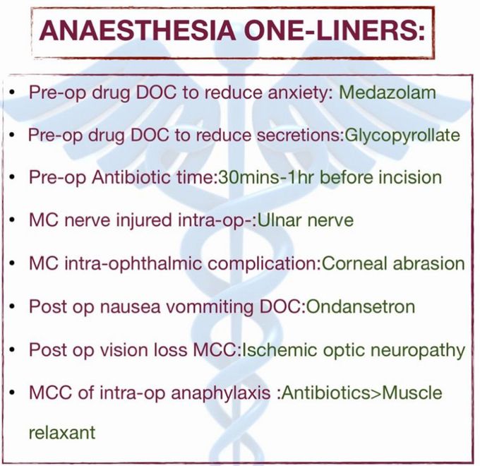 Anesthesia One-liners