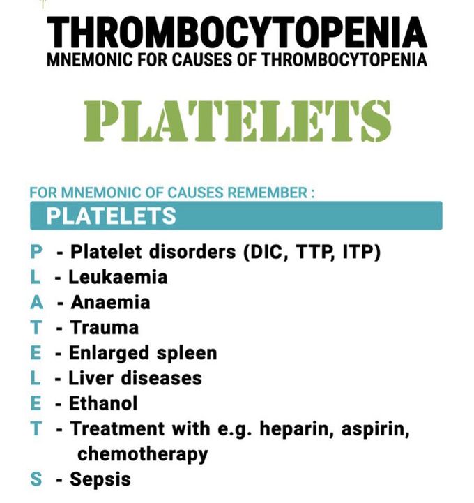 Thrombocytopenia Mnemonics                               So Beautiful right ❤️