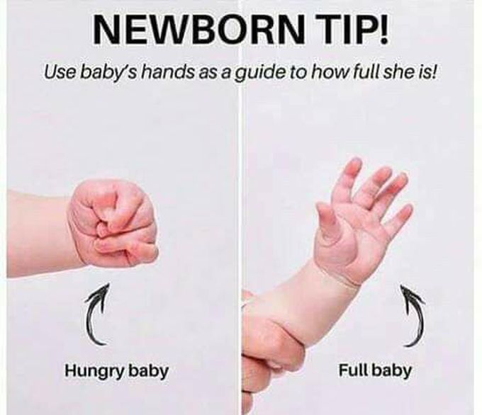 A perfect newborn tip to know if the baby is hungry or full.