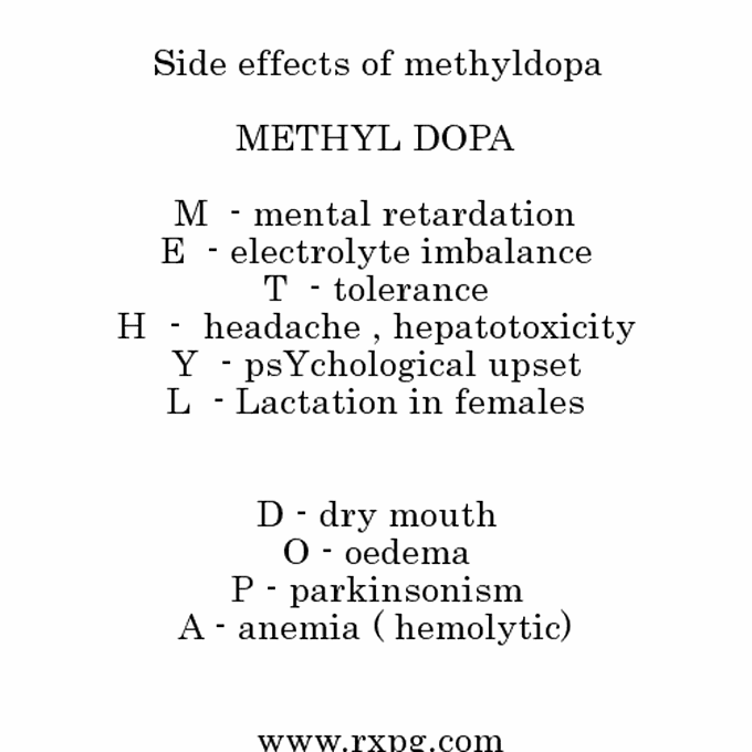 Adverse effects of methyldopa