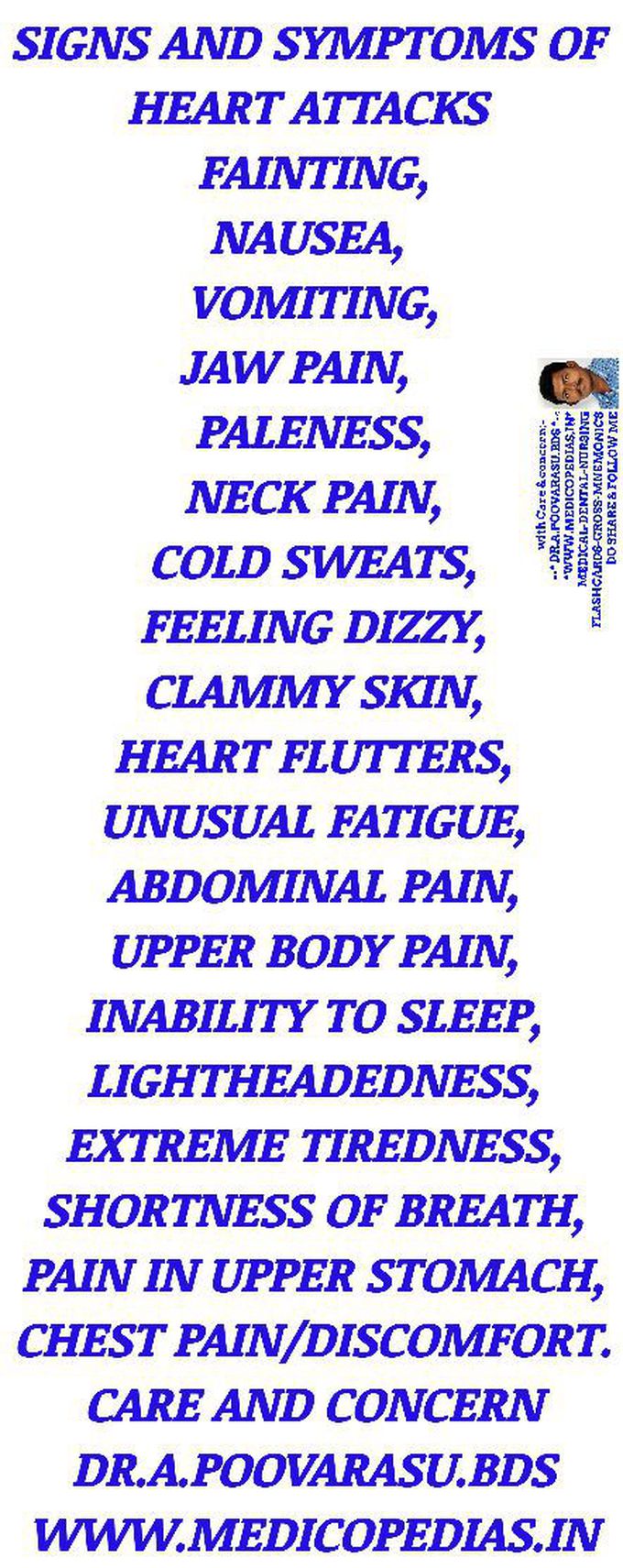 Signs and symptoms of Heartattack
