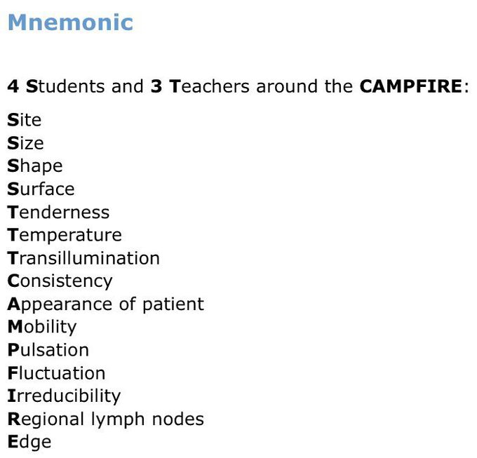 MNEMONIC FOR PHYSICAL EXAMINATION