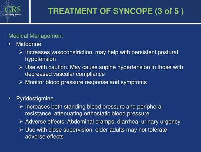 Treatment of syncope