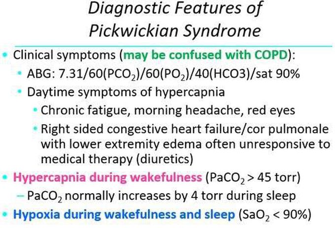 These are the diagnostic features of Pickwickian syndrome