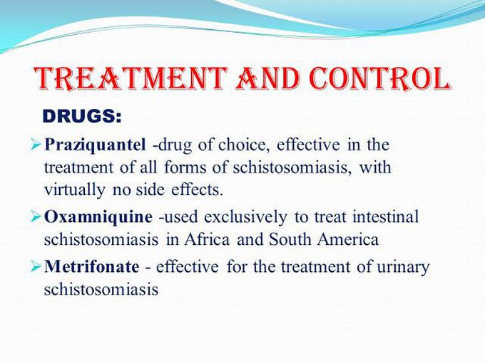 Treatment and control of schistosomiasis