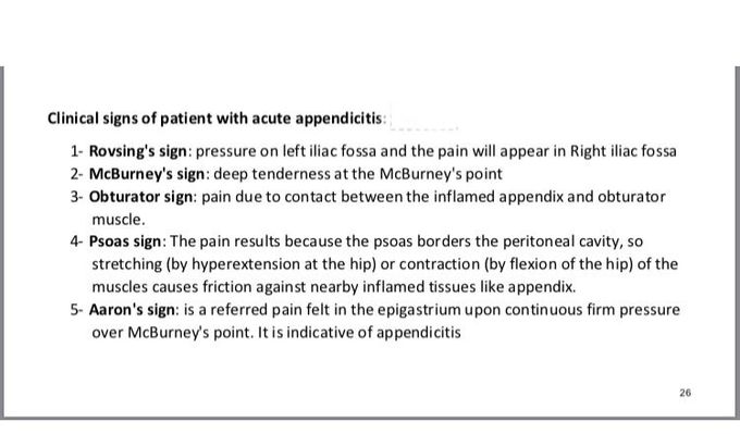 Cardinal signs of appendicitis