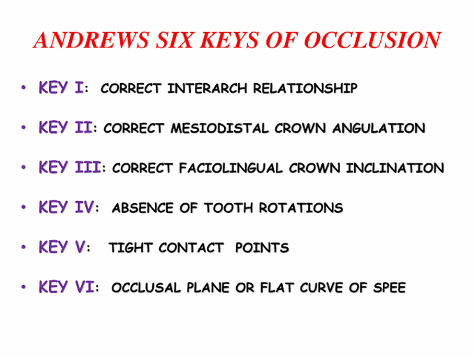 Andrew's Six keys of Occlusion