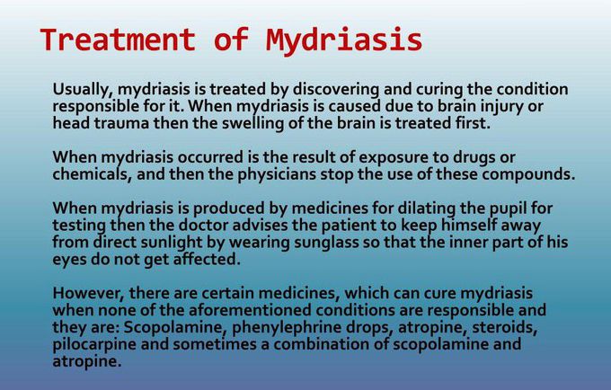 Treatment for Mydriasis