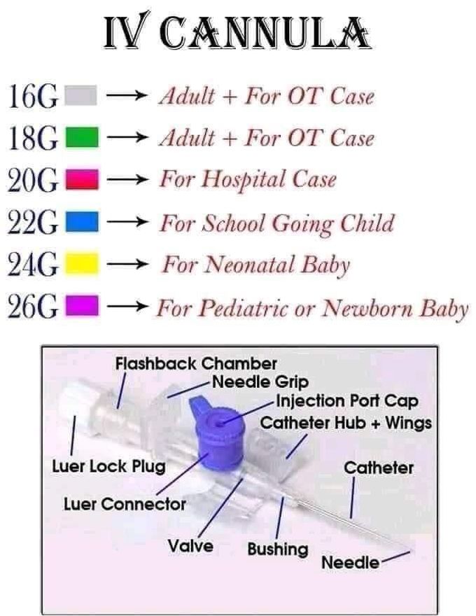 IV Cannula sizes