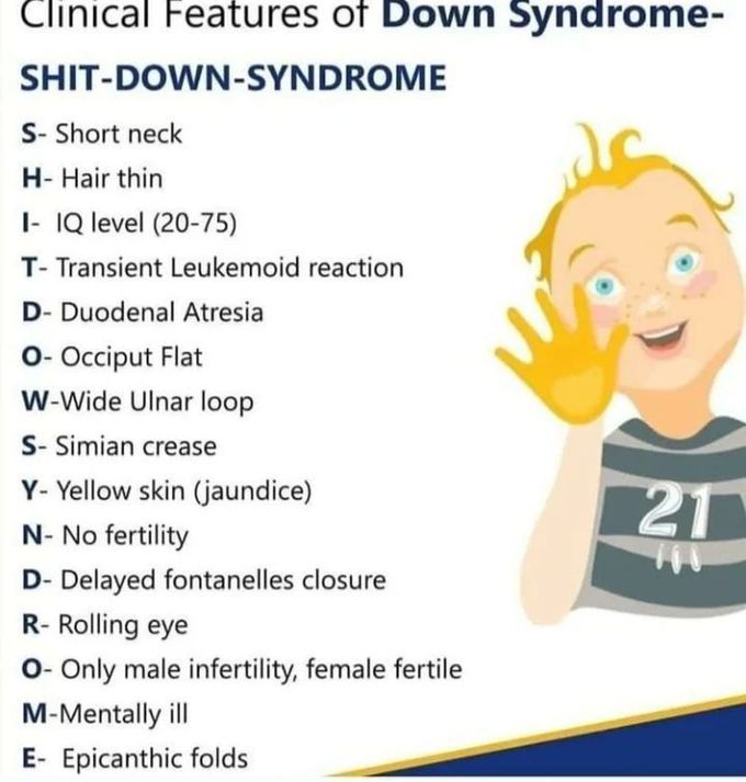 Down syndrome clinical features MEDizzy