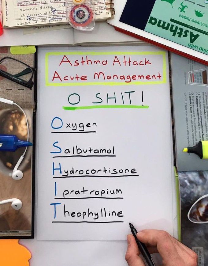 Mnemonic for acute asthma attack management