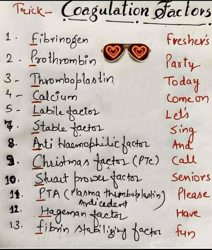 Learn coagulation factors