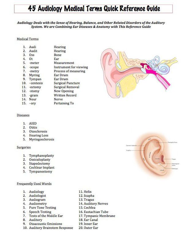 Audiology medical terms
