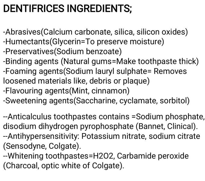 Dentrifice Ingredients