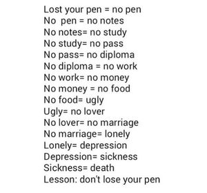 Hadn t lost. Lost your Pen. Lost your Pen no Pen. If you Lost your Pen. Don't lose your Pen.