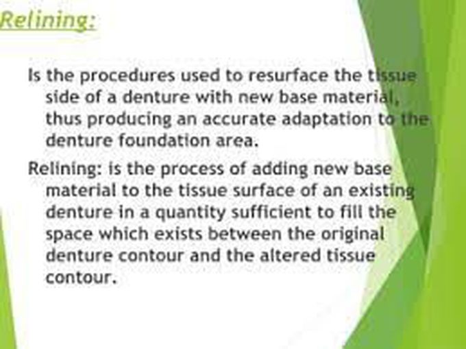 Procedure of relining