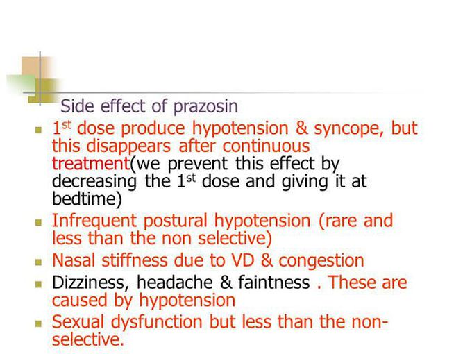 Side effects of prazosin MEDizzy