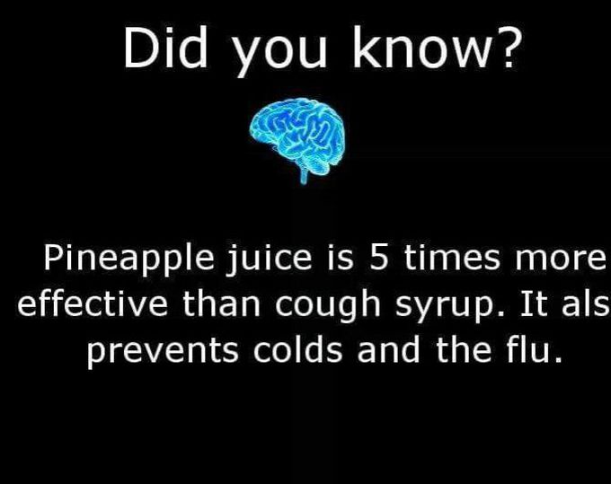 No cough syrup lets try pineapple juice😍