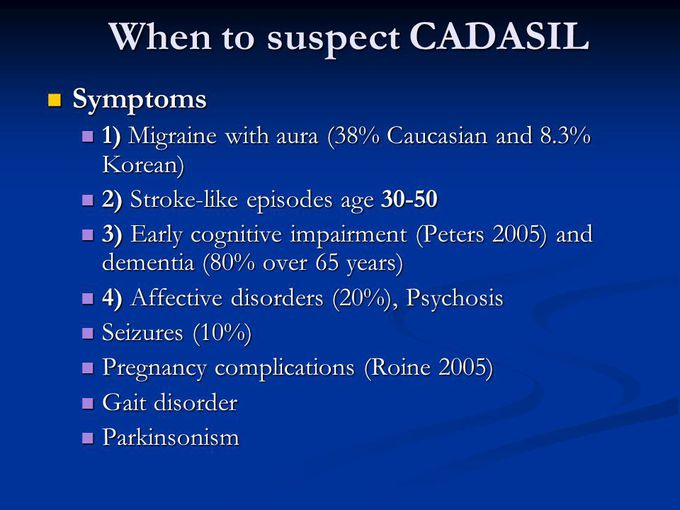 Symptoms of CADASIL