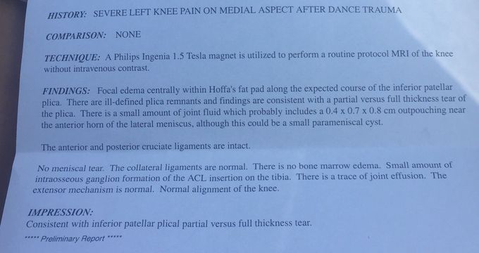 MRI of a 15 year old girl with Knee Pain