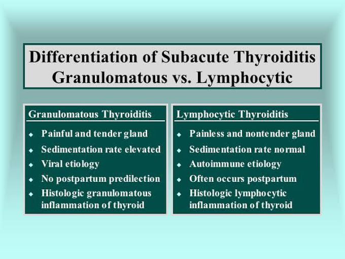Subacute Thyroiditis Granulomatous Vs Lymphocytic