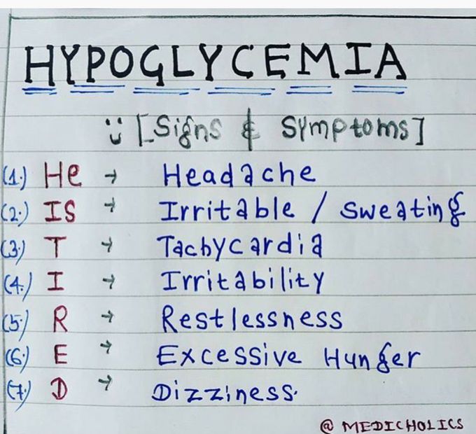 Signs and symptoms of hypoglycemia