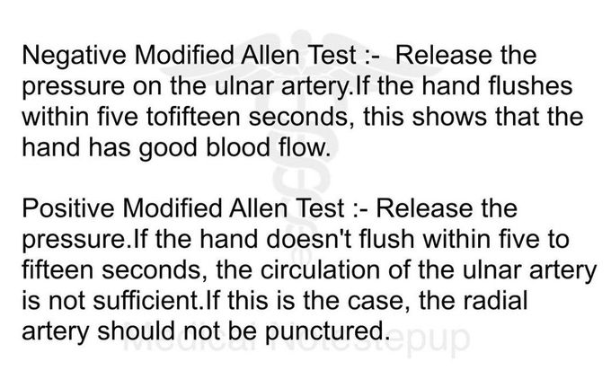 Negative Vs Positive Modified Allen's Test