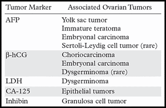 Important tumor markers of Ovarian tumors