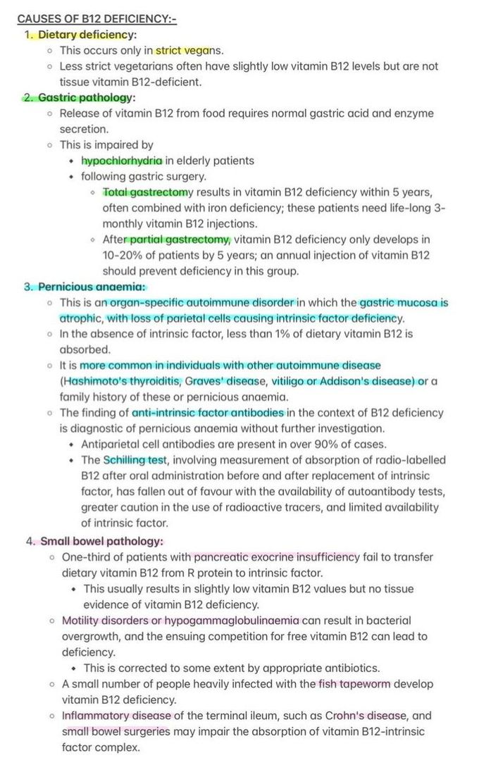 Causes of B12 Deficiency