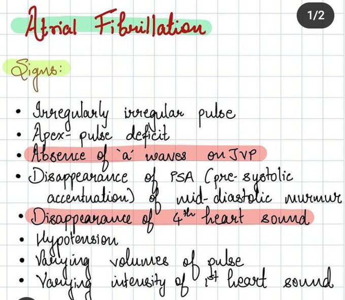 Signs of atrial fibrillation