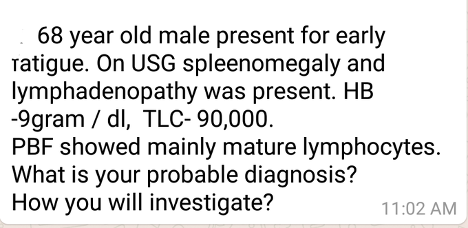 Comment probable diagnosis and investigations