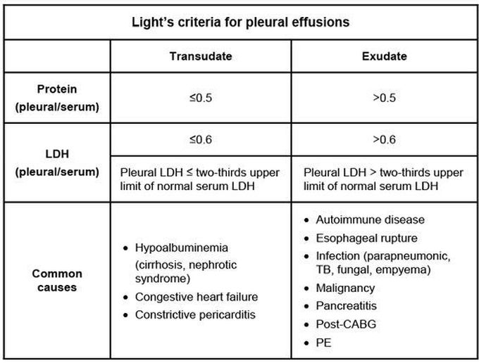 Light's Criteria for Pleural Effusion