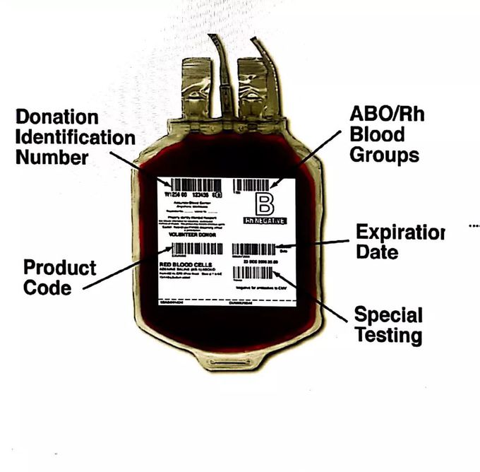 ISBT label on pack cell