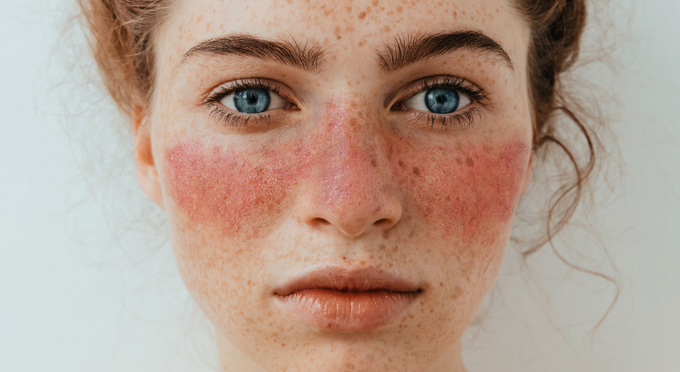 What triggers a lupus facial rash?